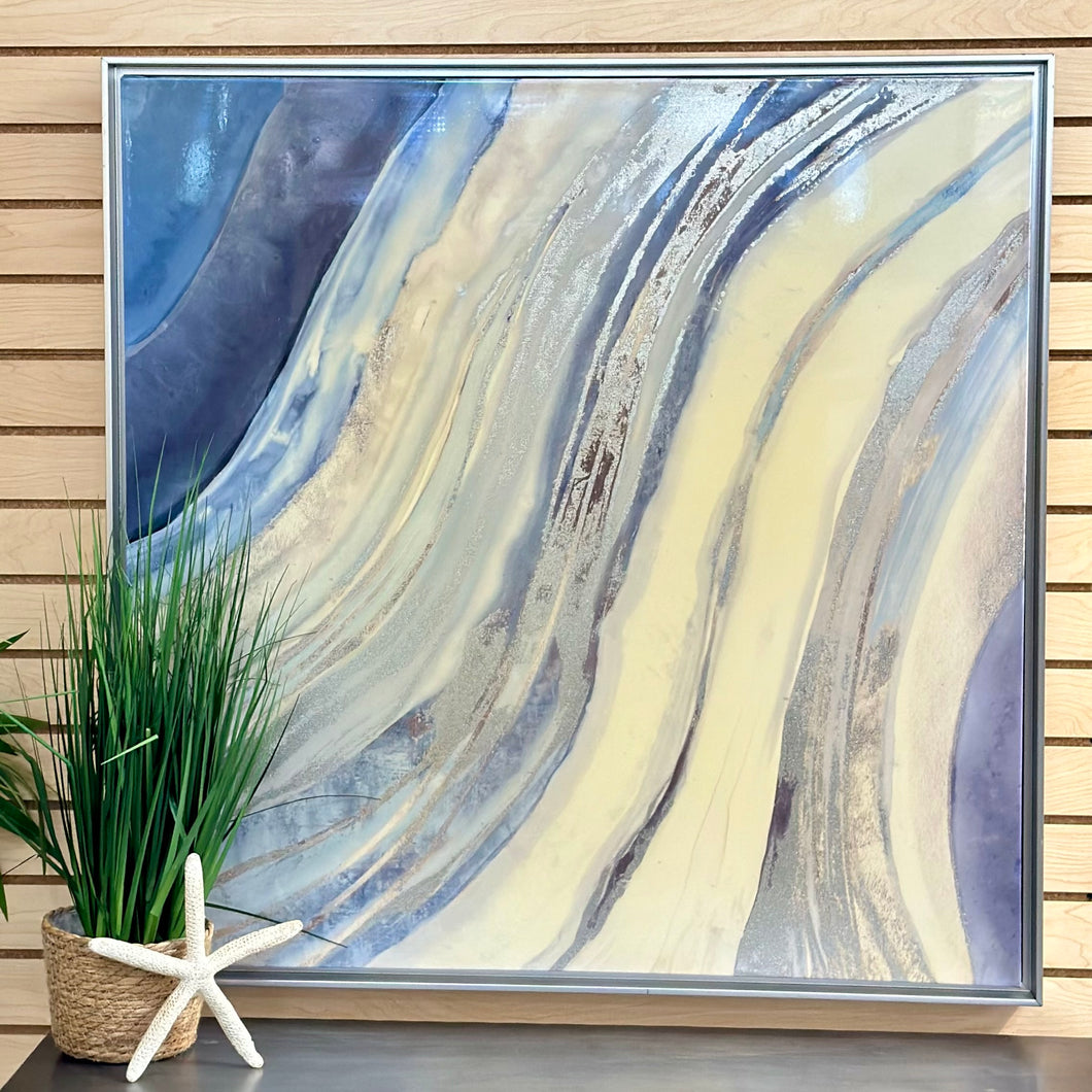 Blue Abstract W/Silver Frame