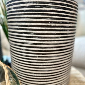 Striped Crackle Lidded Jar
