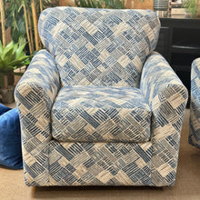 Load image into Gallery viewer, Blue/Taupe Print Swivel Chair
