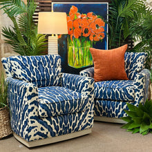 Load image into Gallery viewer, Custom Blue Animal Print Swivel Chair
