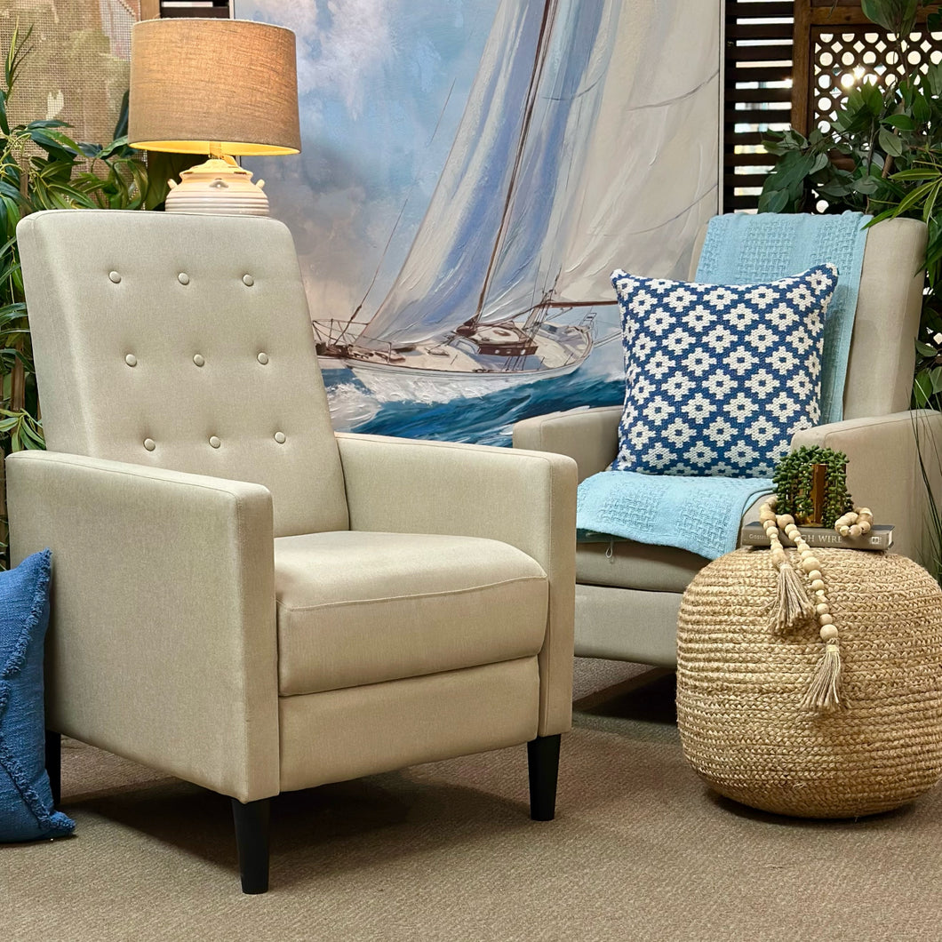 Beige Tufted Recliner