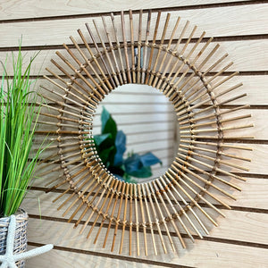 Twos Company Rattan Circle Mirror