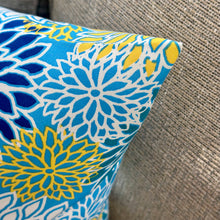 Load image into Gallery viewer, Aqua Floral Outdoor Pillow
