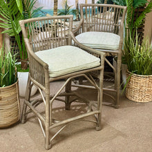 Load image into Gallery viewer, S/2 Driftwood Rattan Counterstools
