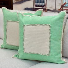 Load image into Gallery viewer, Green/Ivory Square Pillow
