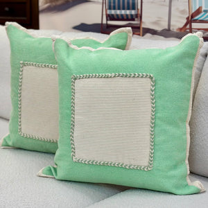 Green/Ivory Square Pillow