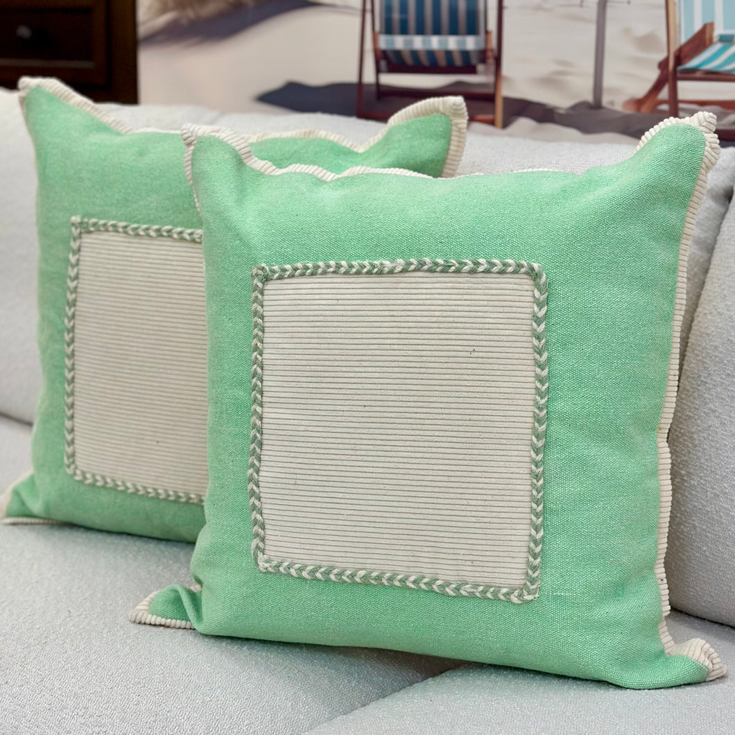 Green/Ivory Square Pillow