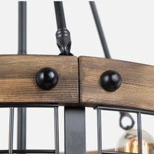 Load image into Gallery viewer, Rustic Wood &amp; Metal Chandelier
