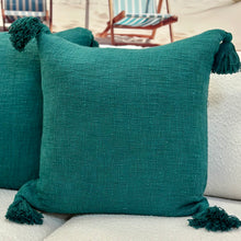 Load image into Gallery viewer, Teal Pom Pillow
