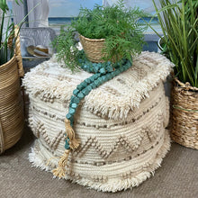 Load image into Gallery viewer, Ivory Fringe Pouf
