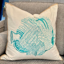 Load image into Gallery viewer, Blue Fish Down Pillow
