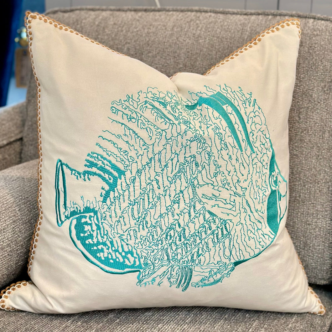 Blue Fish Down Pillow