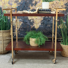 Load image into Gallery viewer, Gold/Espresso Bar Cart
