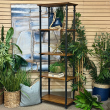Load image into Gallery viewer, Wood/Metal Tall Book Shelf
