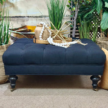 Load image into Gallery viewer, Black Square Ottoman W/Castors
