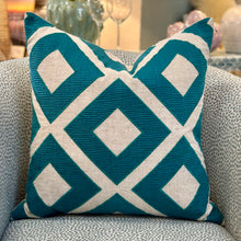 Load image into Gallery viewer, Teal Geometric Down Pillow
