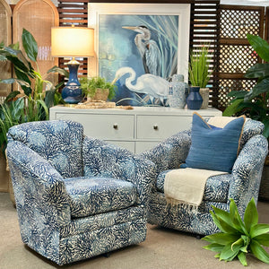 Navy Sea Life Swivel Chair