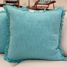 Load image into Gallery viewer, Aqua Fringe Pillow
