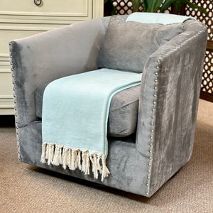 Grey Swivel Barrel Chair