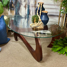 Load image into Gallery viewer, Glass Top Wooden Coffee Table
