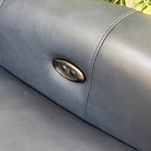 Load image into Gallery viewer, Navy Leather Reclining Loveseat
