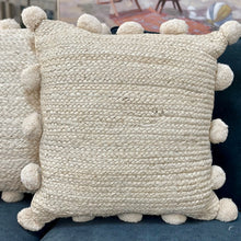 Load image into Gallery viewer, Jute Pillow W/Pom Poms
