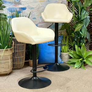 S/2 White Leatherette Barstools