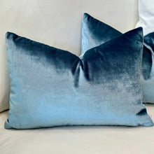 Load image into Gallery viewer, Steel Blue Velvet Designer Lumbar
