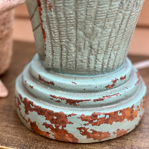 Distressed Teal Shell Lamp