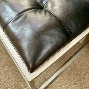 Black Faux Leather Ottoman