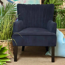 Load image into Gallery viewer, Small Navy Velvet Chair
