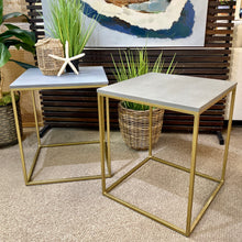 Load image into Gallery viewer, Grey &amp; Gold Square Side Table

