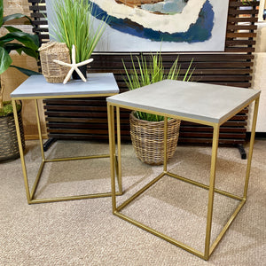 Grey & Gold Square Side Table
