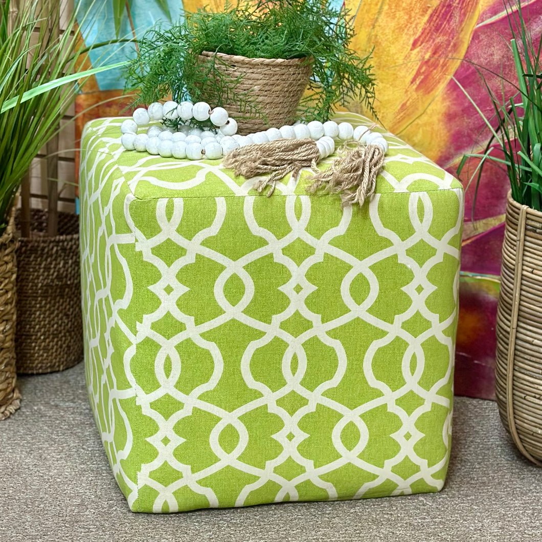 Green Trellis Ottoman