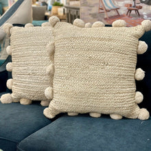 Load image into Gallery viewer, Jute Pillow W/Pom Poms
