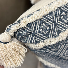 Load image into Gallery viewer, Blue Diamond Tassle Pillow
