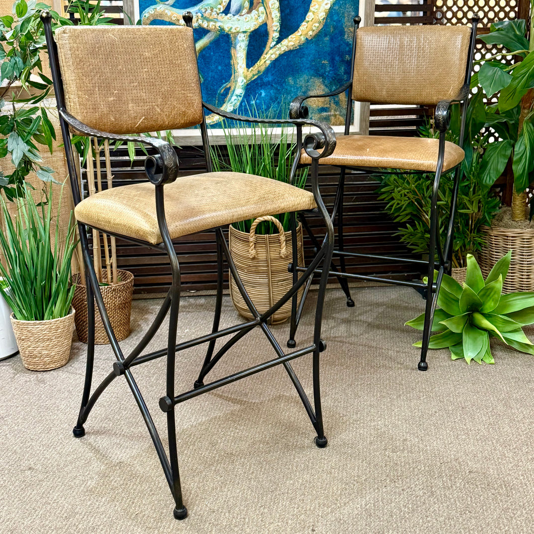 S/2 Ornate Metal Barstools