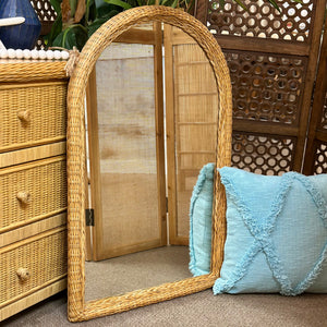 Natural Wicker Dresser W/Mirror