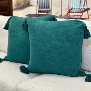Teal Pom Pillow