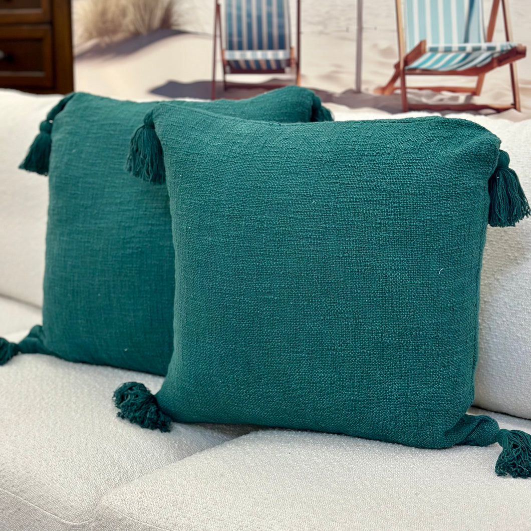 Teal Pom Pillow