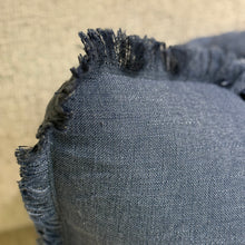 Load image into Gallery viewer, Navy Fringe Down Pillow
