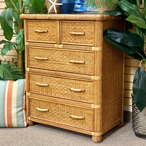 Natural Wicker Chest w/ Mirror