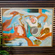 Load image into Gallery viewer, Orange &amp; Aqua Handpainted Abstract
