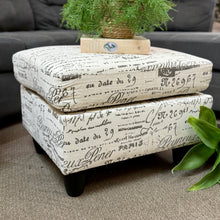 Load image into Gallery viewer, Ivory Script Ottoman
