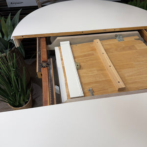 White Pedestal Table W/Leaf