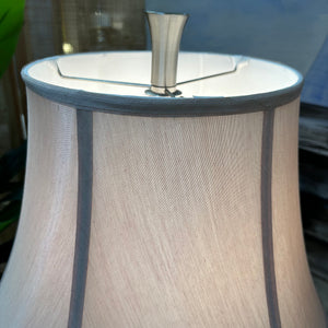 Glass/Silver Lamp w/ Pale Pink Shade
