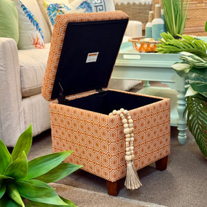 Orange Geometric Storage Ottoman