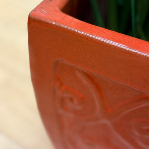 Red-Orange Glazed Planter