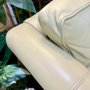 Pale Green Leather Loveseat