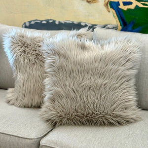 Laura Hill Furry Grey Pillow